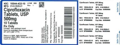Label 500mg 10ct (Label Ciprofloxacin Tabs 500mg Bpi(10544 432 10) West Ward(0143 9928 01) Rev1)